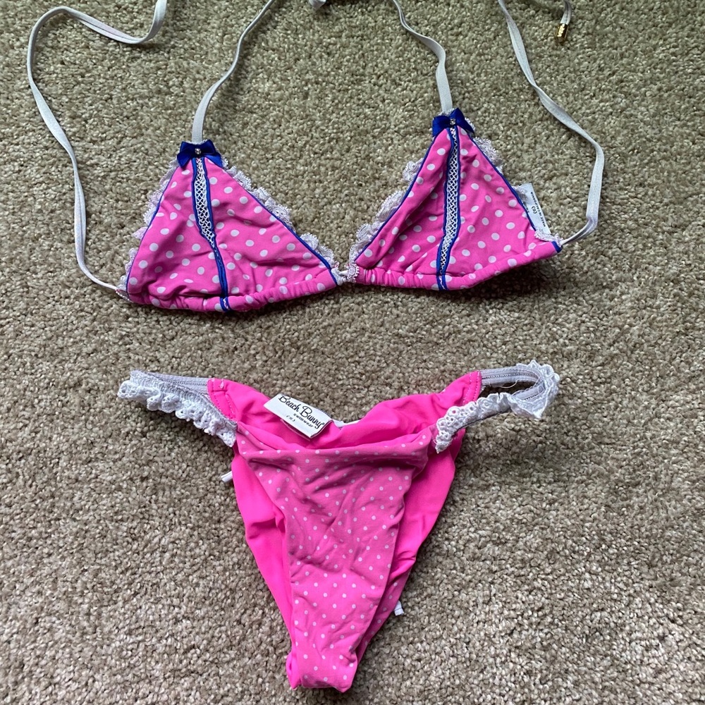 Beach bunny pink polka dot bikini